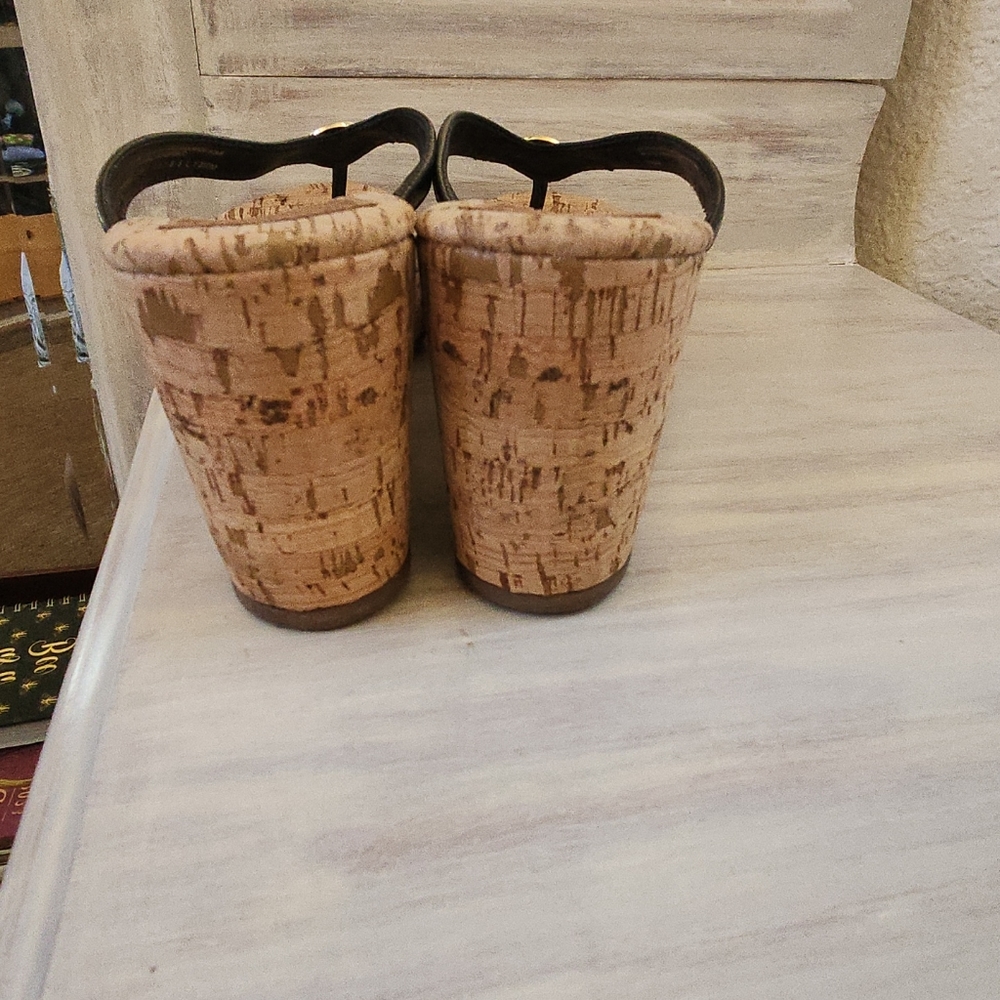 TORY BURCH CORK WEDGE SLIPPERS FLIP FLOPS SANDALS - Picture 5 of 8